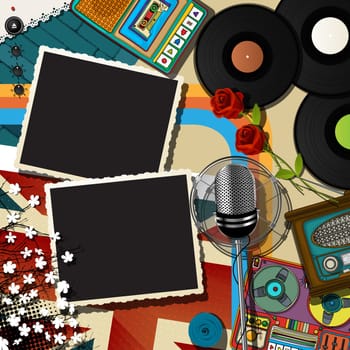 Retro style  musical theme collage