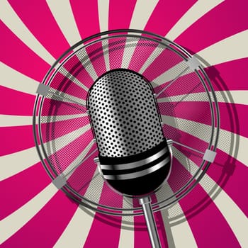 Retro style microphone illustration, graphic art