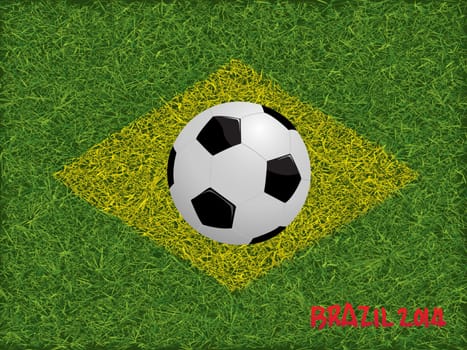 World championship 2014 conceptual background with Brazil flag and ball