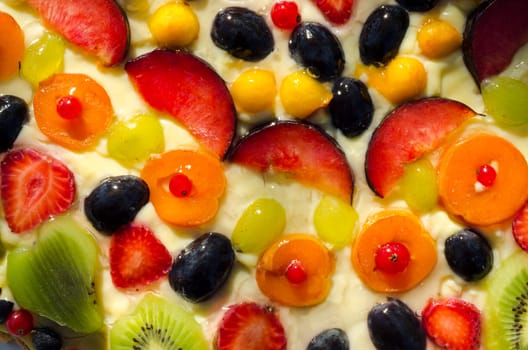 bride and groom on a fruit cake