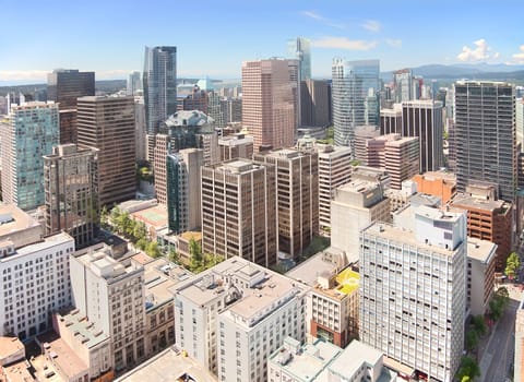 A view of Vancouver's skyscrapers, British Columbia, Canada