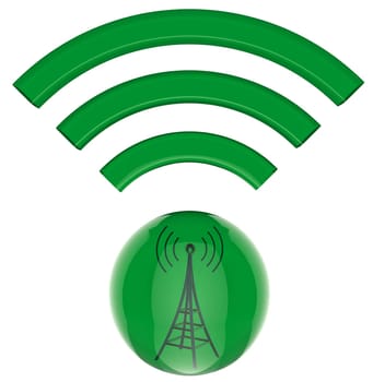 3D model, button. Digital transmitter sends information signals