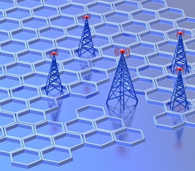 Powerful digital transmitters for TV, mobile and multimedia broadcast sends information signals from high tower