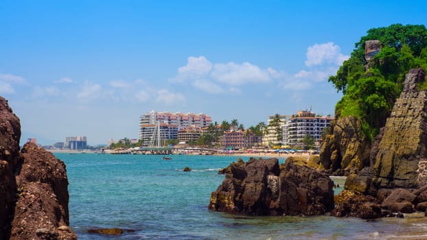 A look at the beach Zona Romatica, Puerto Vallarta, Mexico.
