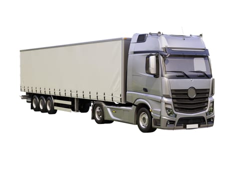 A modern semi-trailer truck isolated on white background