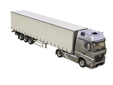 A modern semi-trailer truck isolated on white background