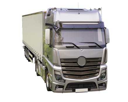 A modern semi-trailer truck isolated on white background