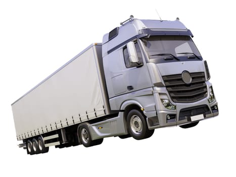 A modern semi-trailer truck isolated on white background