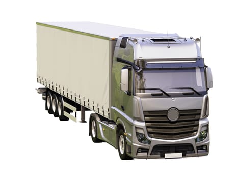 A modern semi-trailer truck isolated on white background