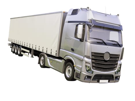 A modern semi-trailer truck isolated on white background