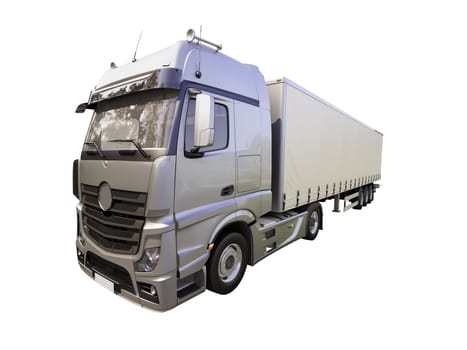 A modern semi-trailer truck isolated on white background