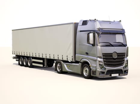 A modern semi-trailer truck on light background