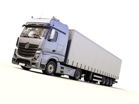 A modern semi-trailer truck on light background