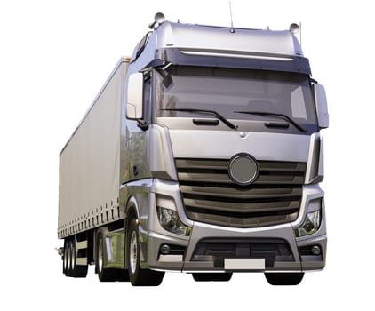 A modern semi-trailer truck isolated on white background
