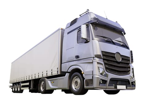 A modern semi-trailer truck isolated on white background