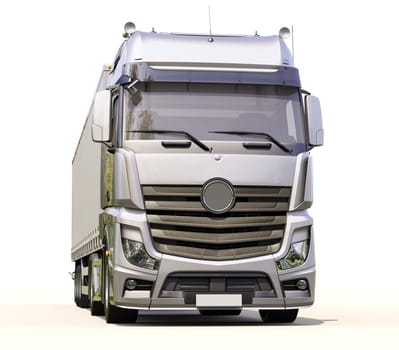 A modern semi-trailer truck on light background