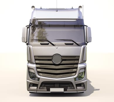 A modern semi-trailer truck on light background