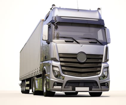 A modern semi-trailer truck on light background