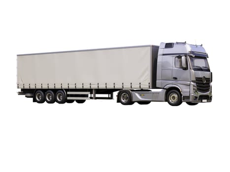 A modern semi-trailer truck isolated on white background