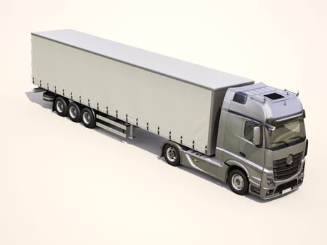 A modern semi-trailer truck on light background