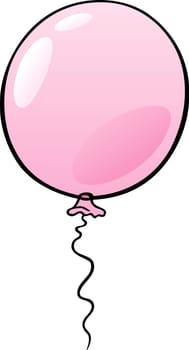 Cartoon Illustration of Pink Balloon Clip Art