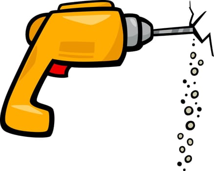 Cartoon Illustration of Electric Drill Clip Art