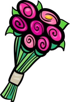 Cartoon Illustration of Flowers Bunch or Bouquet Clip Art