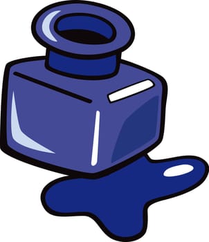 Cartoon Illustration of Blue Ink in the Bottle Clip Art