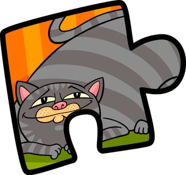 Cartoon Illustration of Jigsaw Puzzle Clip Art