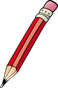 Cartoon Illustration of Pencil with Rubber Clip Art