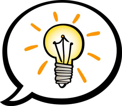 Cartoon Illustration of Idea Bulb in Comic Balloon Clip Art