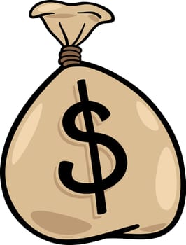 Cartoon Illustration of Sack of Dollars Clip Art
