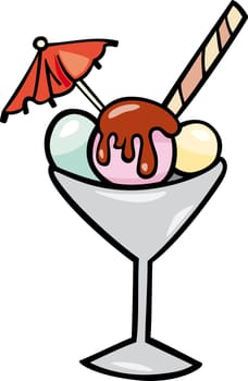 Cartoon Illustration of Ice Cream Dessert Clip Art