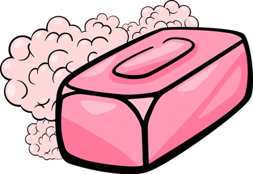 Cartoon Illustration of Soap with Foam Clip Art