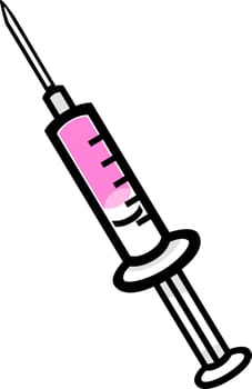 Cartoon Illustration of Syringe with Medicine Clip Art