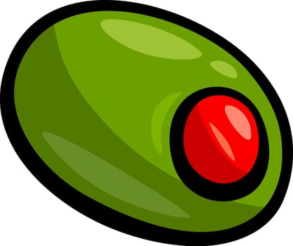 Cartoon Illustration of Green Olive Clip Art