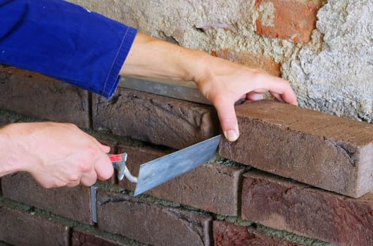 Clinker wall walls - lay a brick wall 03