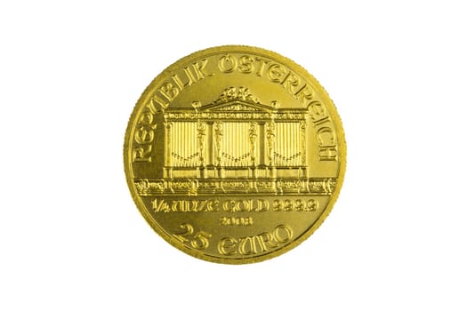 Gold coin Vienna Philharmonic reverse 1/4 ounce