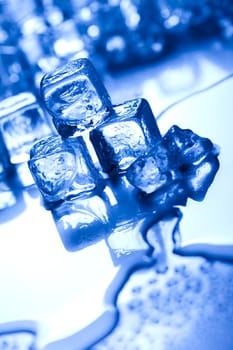 Blue and shiny ice cubes