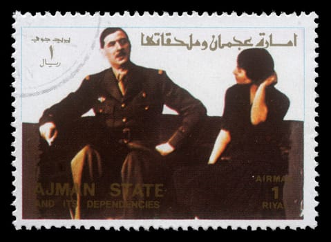 AJMAN - CIRCA 1973: stamp printed by Ajman shows Marchall Foch, circa 1973