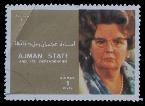 AJMAN - CIRCA 1973: stamp printed by Ajman shows Juliana Queen of the Netherlands, circa 1973