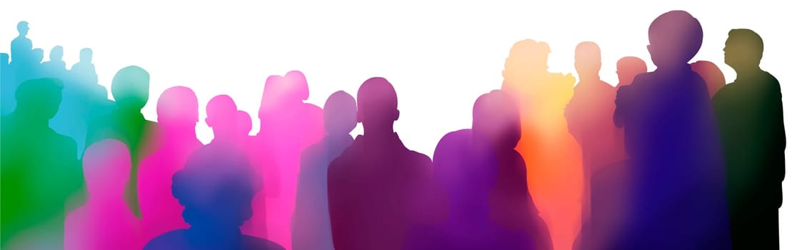Spectator silhouettes colorful,gradient soft