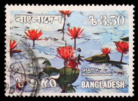 BANGLADESH - CIRCA 1990: A stamp printed in Bangladesh shows water lilies, circa 1990