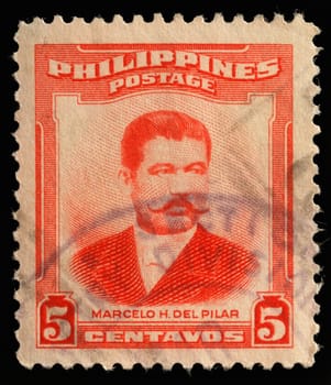 PHILIPPINES - CIRCA 1952: A stamp printed in Philippines shows Marcelo H.Del Pilar, circa 1952