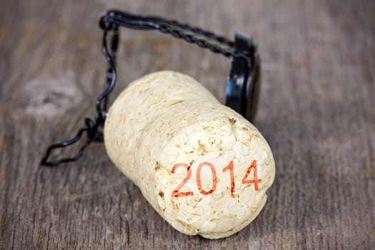 Champagne cork with New 2014 Year imprint
