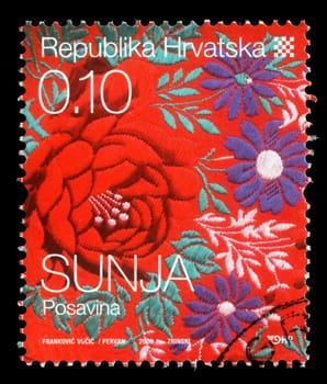 CROATIA - CIRCA 2008: stamp printed by Croatia dedicated to town Sunja, a series of Croatian Ethnographic Heritage, circa 2008