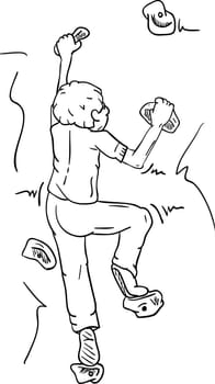 vector - Boy bouldering - rock climbing indoors