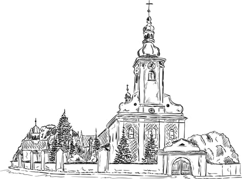 vector - Church of St. Lawrence at Paskov , Czech Republic