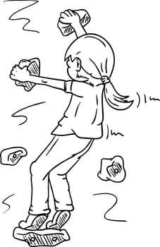 vector - Girl bouldering - rock climbing indoors