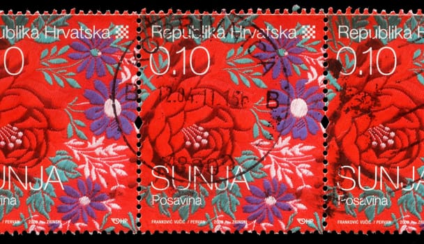 CROATIA - CIRCA 2008: stamp printed by Croatia dedicated to town Sunja, a series of Croatian Ethnographic Heritage, circa 2008